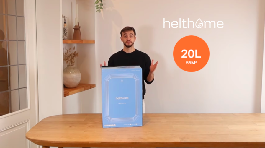Helthome Smart Air Luftentfeuchter mit HEPA-Filter im Schlafzimmer