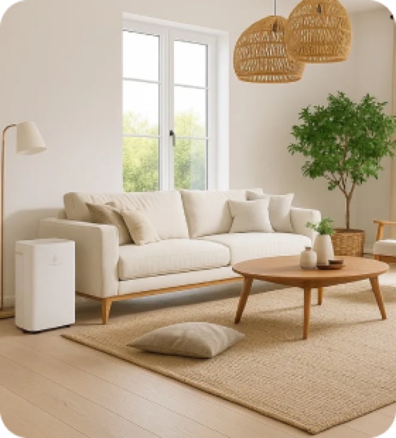 Leiser Helthome Luftentfeuchter im Schlafzimmer