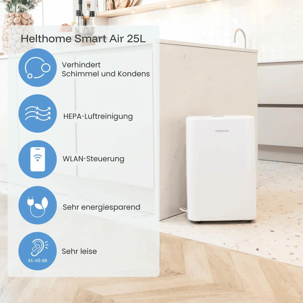 Helthome Smart Air 25L Luftentfeuchter mit HEPA-Filter und Ionisator